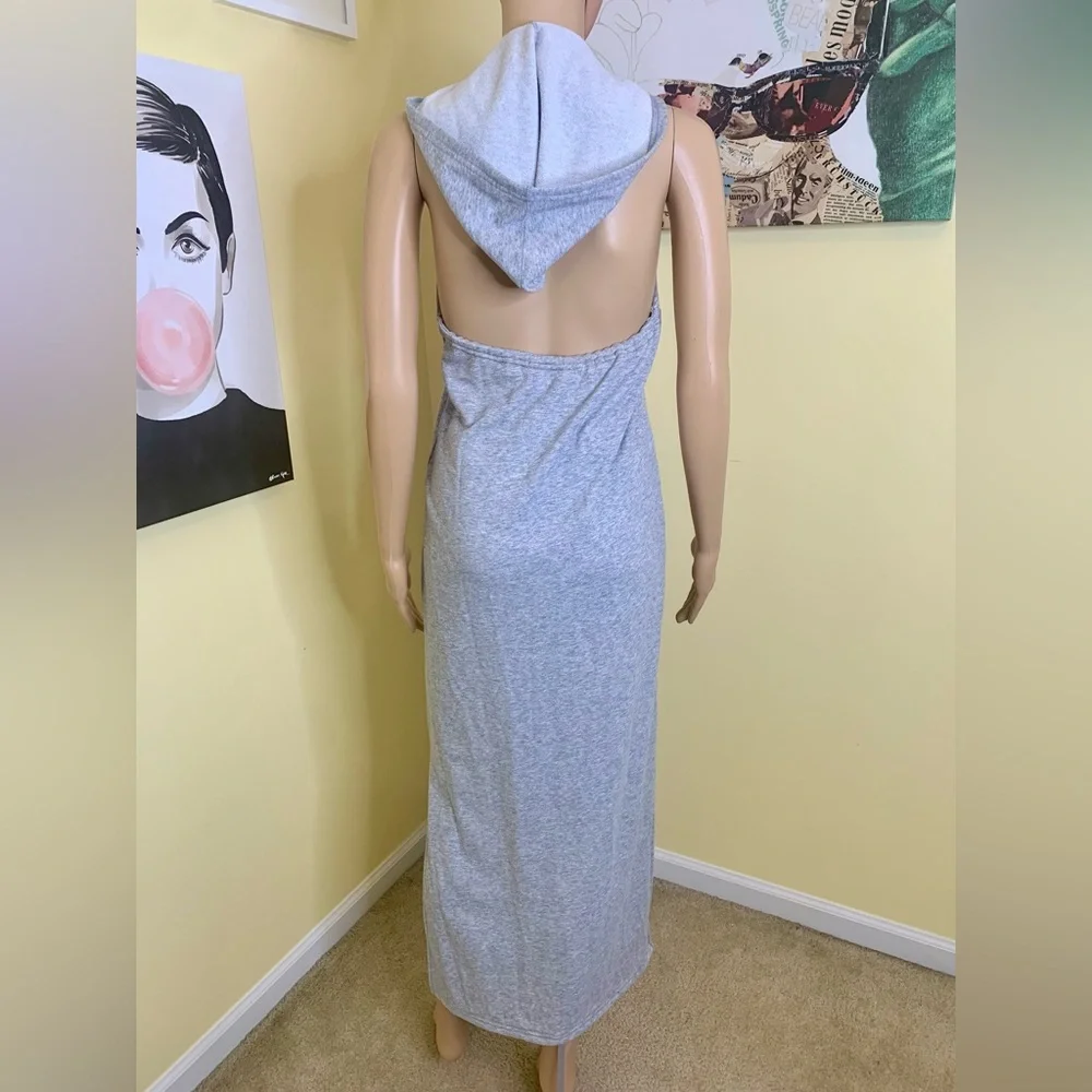 NWT URBAN OUTFITTERS “Laguna” Midi Cover-up Hooded Dress in Gray, Size Small - Picture 8 of 11